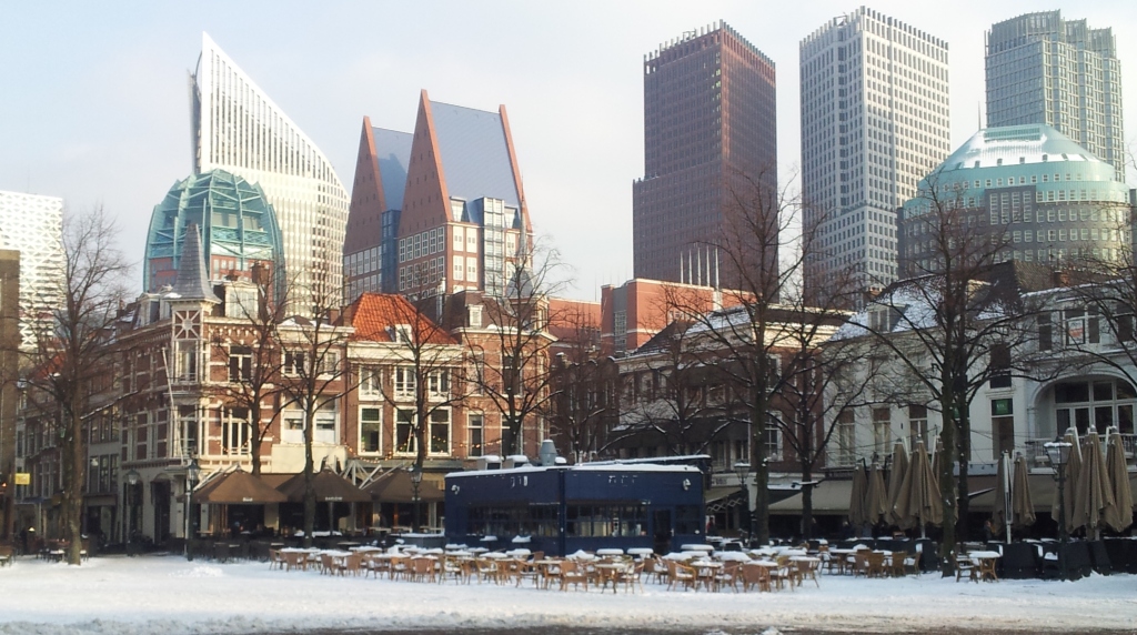 Het Plein in de sneeuw